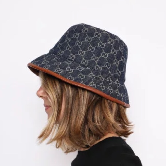 Gucci Blue Denim Monogram GG Bucket Hat - Picture 3 of 6